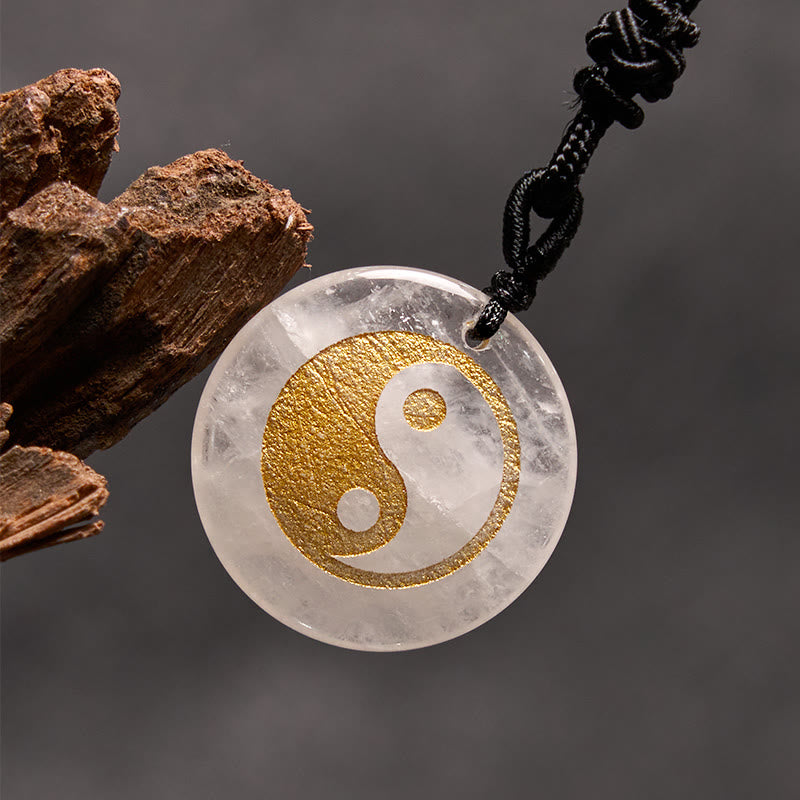 Wear FengShui Various Crystal Amethyst Tiger Eye Green Aventurine Yin Yang Spiritual Necklace Pendant