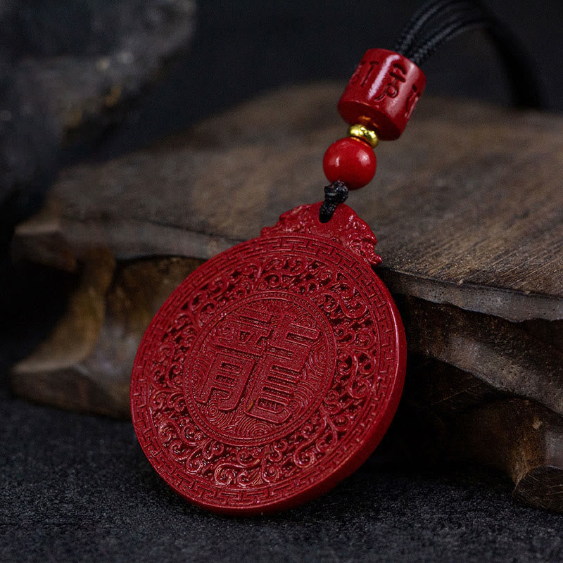 Wear FengShui Year of the Dragon Natural Cinnabar Dragon Protection Necklace Pendant