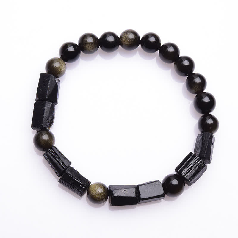 Wear FengShui Gold Sheen Obsidian Black Tourmaline Wealth Bracelet