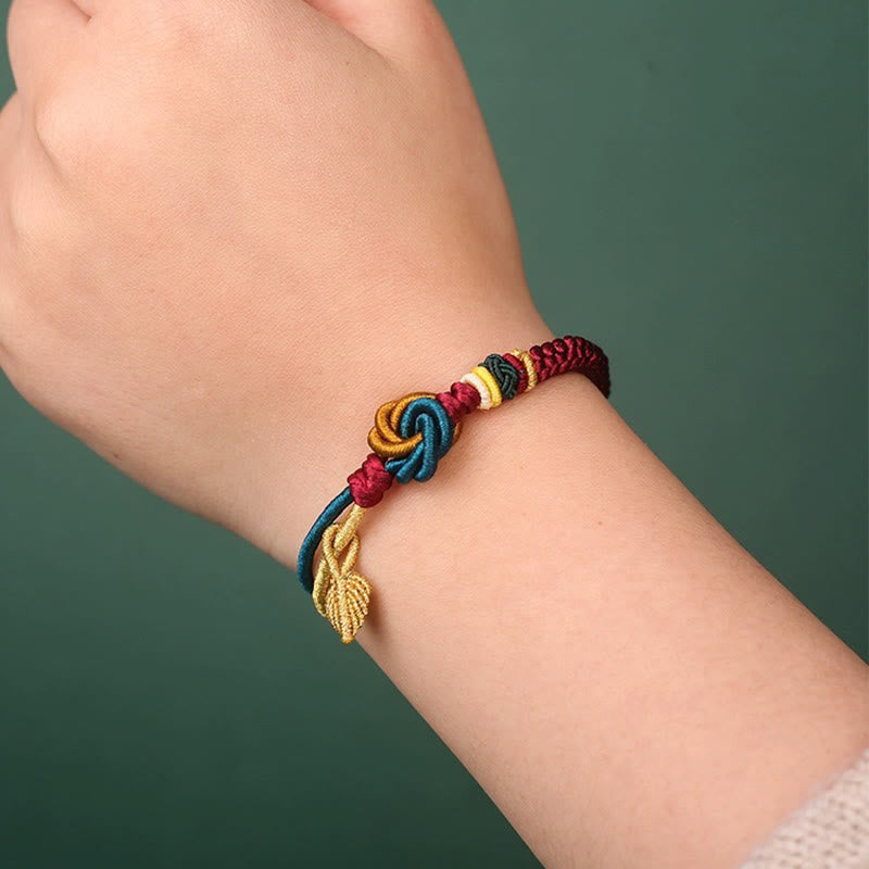 Wear FengShui Tibetan Handmade Mandala Knot Leaf Luck Rope Bracelet