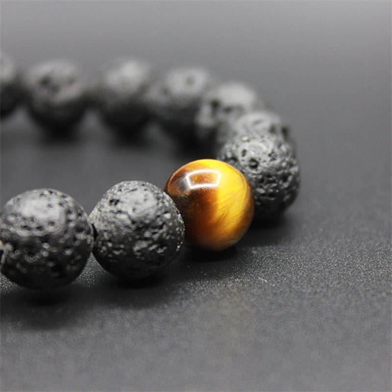 Wear FengShui Lava Rock Tiger Eye Stone Peace Healing Bracelet