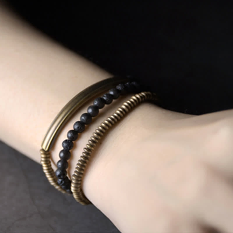 Wear FengShui Vintage Lava Rock Copper Support Bracelet