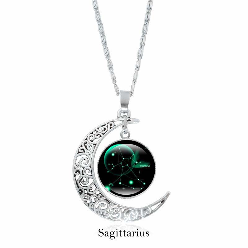 Wear FengShui 12 Constellations of the Zodiac Moon Protection Necklace Chain Pendant