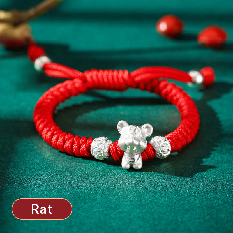 Wear FengShui 999 Sterling Silver Chinese Zodiac Red Rope Luck Handcrafted Kids Bracelet