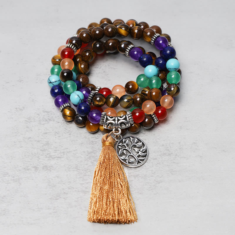 Wear FengShui Healing Crystal Mala Prayer Beads 108 Meditation Healing Multilayer Bracelet Necklace