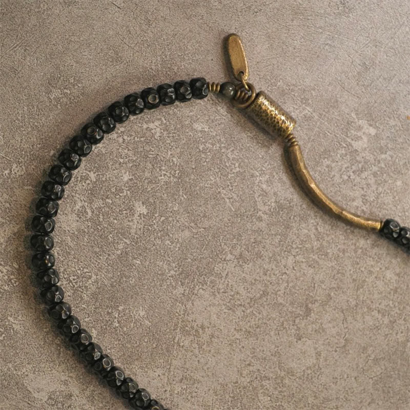 Wear FengShui Retro Coconut Shell Brass Copper Happiness Triple Wrap Bracelet
