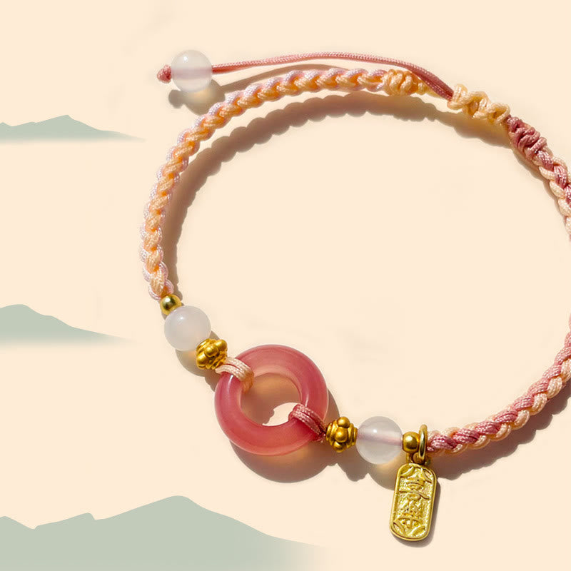 Wear FengShui Peace And Joy Agate Peace Buckle Auspicious Handmade Braided Bracelet