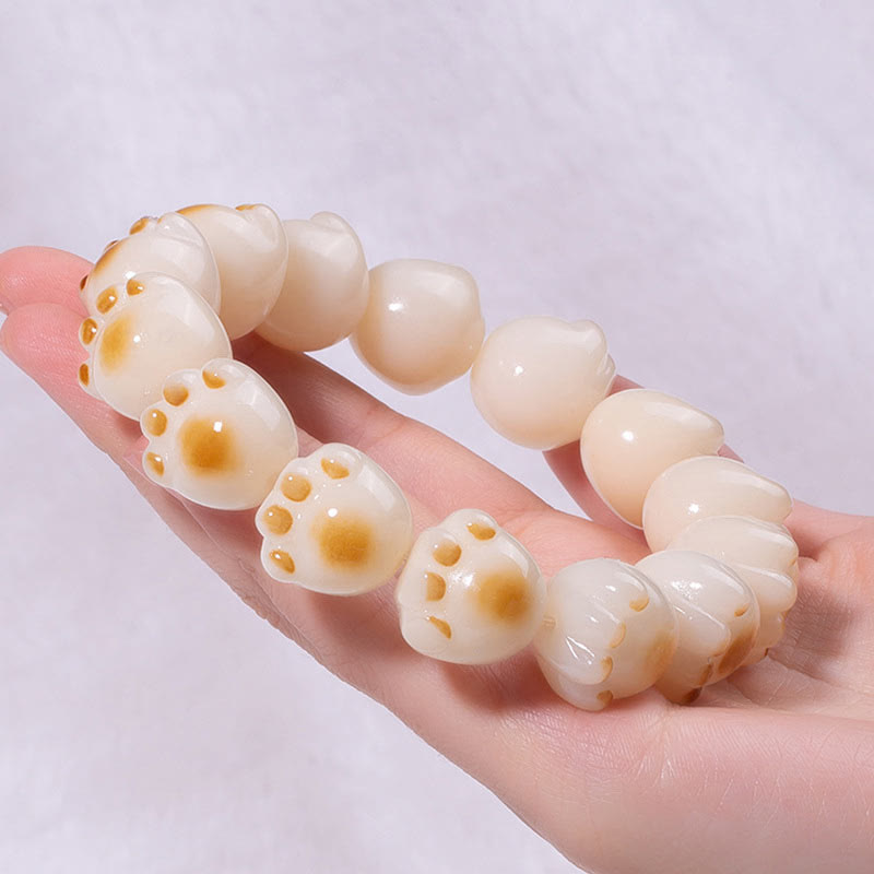 Wear FengShui Cute Cat Paw Claw Bodhi Seed Peace Bracelet