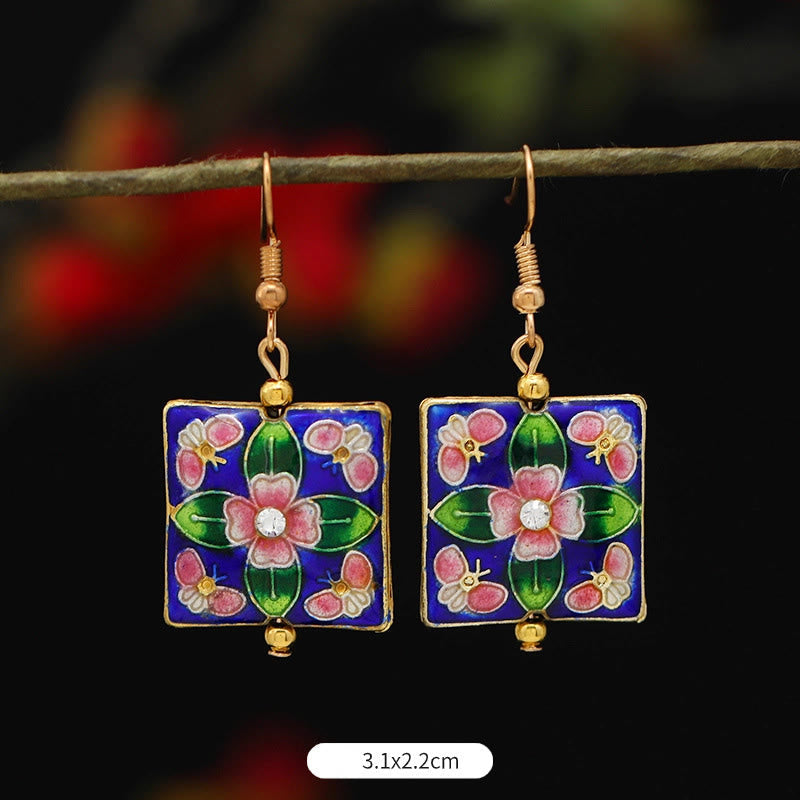 Wear FengShui Lotus Butterfly Flower Alloy Copper Enlightenment Drop Earrings