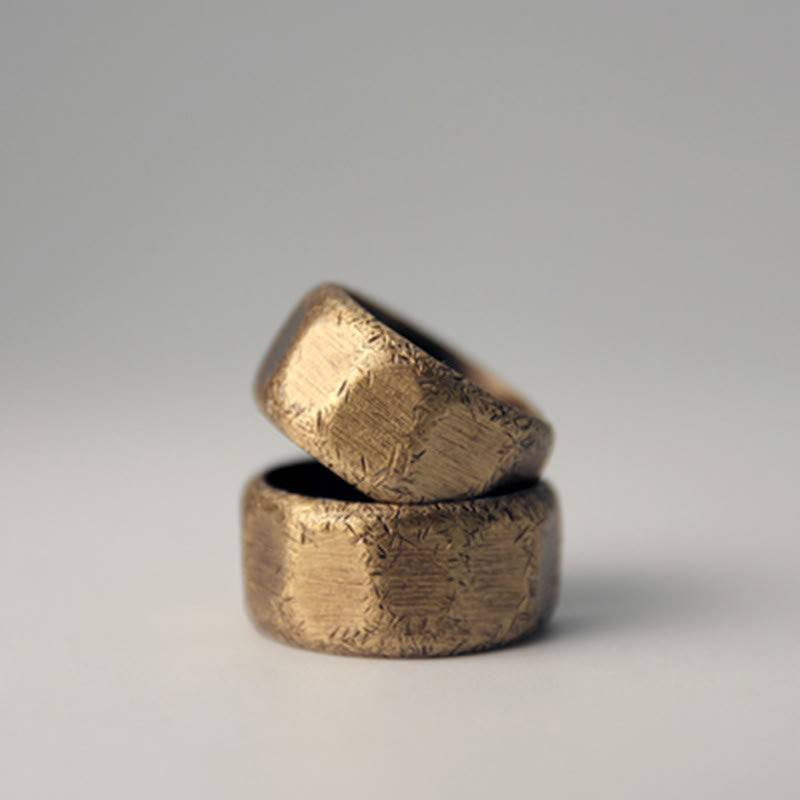 Wear FengShui Tibetan Simple Design Copper Brass Frosted Wealth Ring