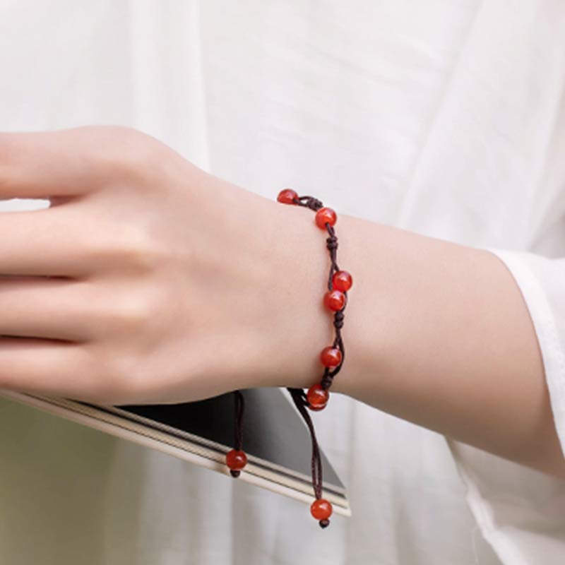 Wear FengShui Red Agate Moss Agate Cinnabar Calm Bracelet