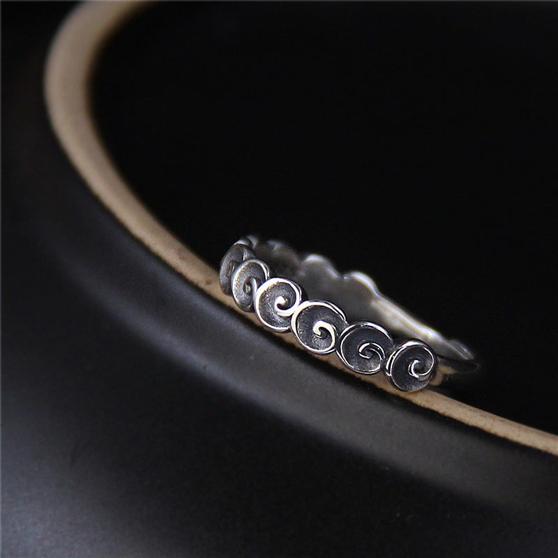 Wear FengShui 925 Sterling Silver Auspicious Clouds Engraved Ring