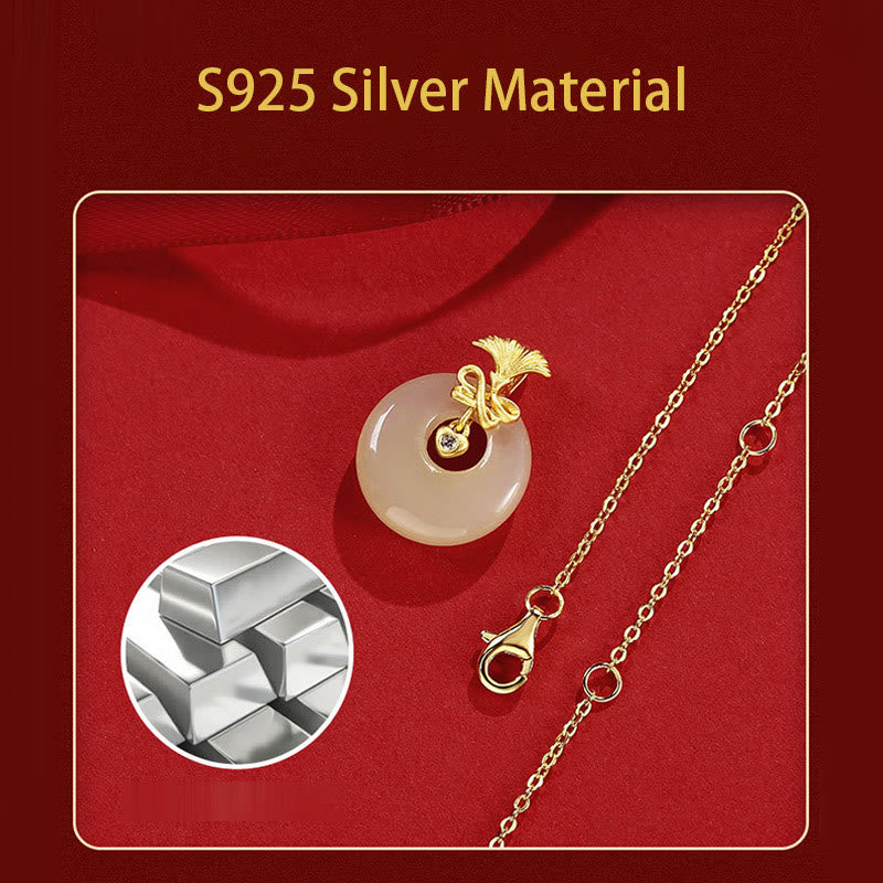 Wear FengShui 925 Sterling Silver Natural Hetian Jade Carnation Flower Prosperity Necklace Pendant