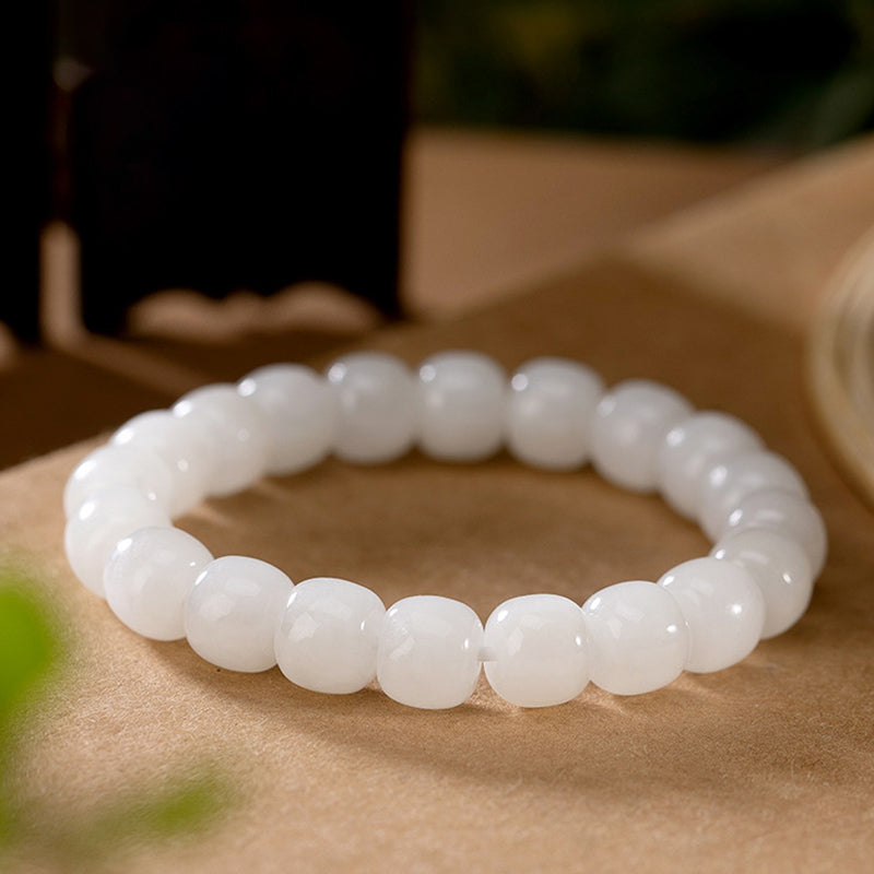 Wear FengShui Hetian White Jade Happiness Blessing Bracelet