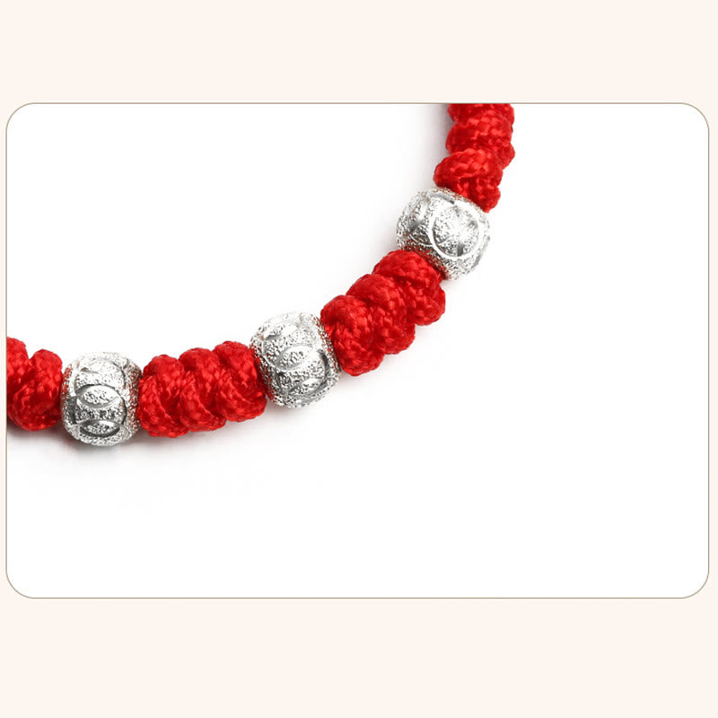 Wear FengShui 925 Sterling Silver King Kong Knot Multicolored Red String Strength Handmade Braided Kids Child Bracelet
