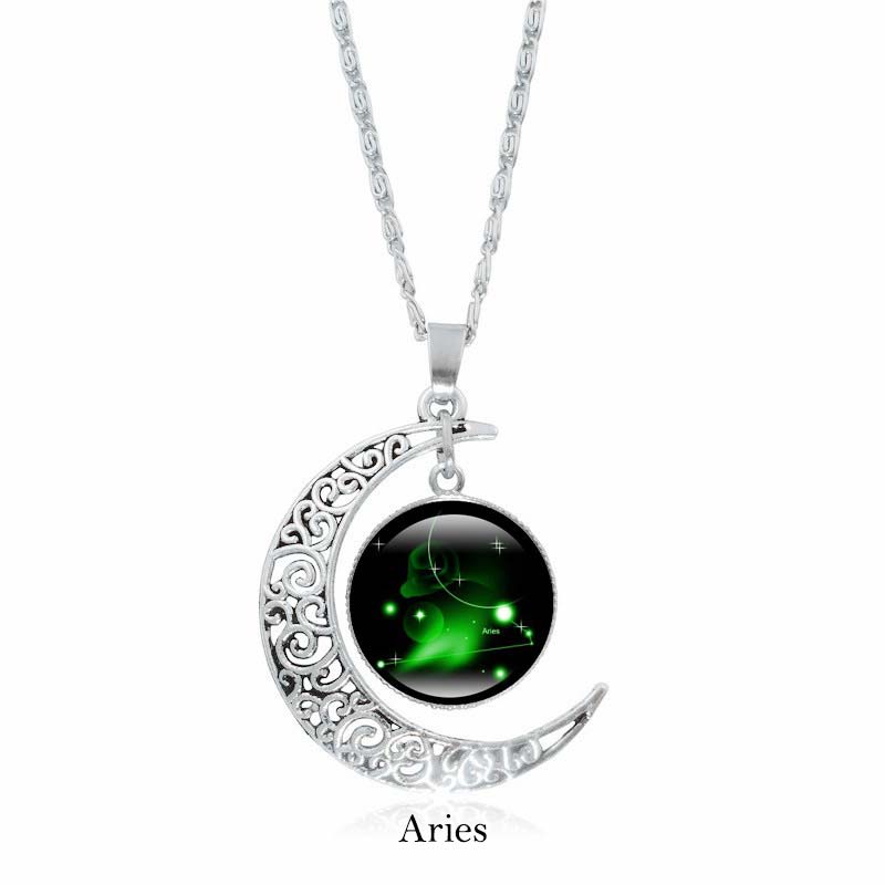 Wear FengShui 12 Constellations of the Zodiac Moon Protection Necklace Chain Pendant