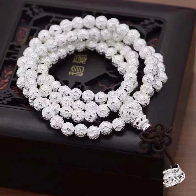 Wear FengShui Tibetan Om Mani Padme Hum Carved Alloy Beads Amulet Bracelet