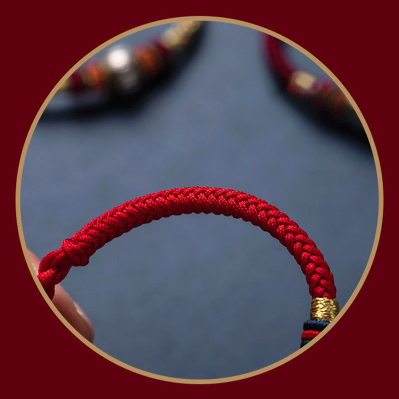 Wear FengShui 925 Sterling Silver Tibet Handmade Om Mani Padme Hum Luck Protection King Kong Knot Braided Bracelet