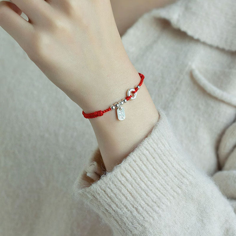 Wear FengShui 925 Sterling Silver Auspicious Clouds Peace Buckle Safe And Sound Bracelet Anklet
