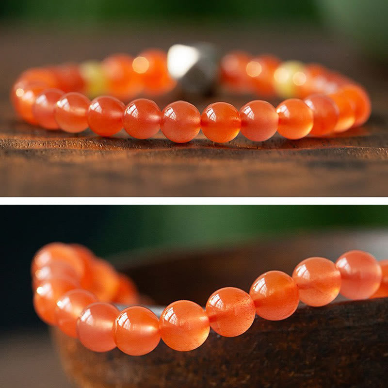 Wear FengShui 925 Sterling Silver Chinese Zodiac Natal Buddha Amulet Red Agate Amber Self-acceptance Bracelet