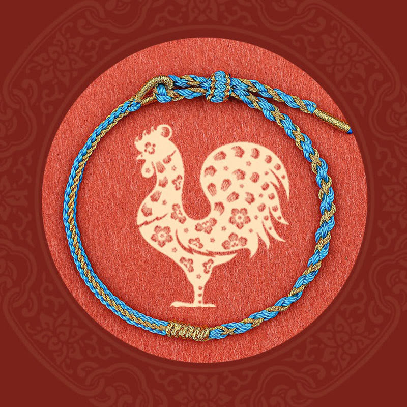 Wear FengShui Handmade Chinese Zodiac Rabbit Rooster Rat Horse Dragon Protection Braid String Bracelet