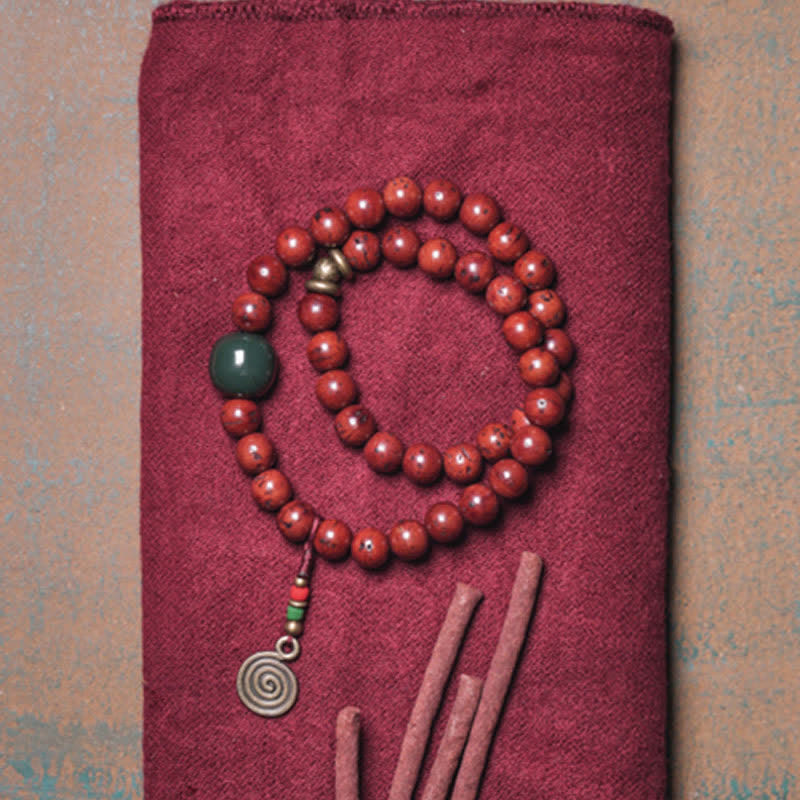 Wear FengShui Bodhi Seed Cyan Jade Copper Peace Luck Bracelet