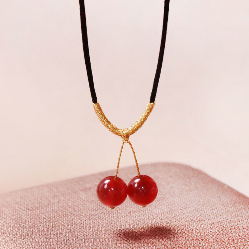 Wear FengShui Natural Red Agate Chalcedony Self-acceptance Confidence String Bead Bracelet Necklace Pendant