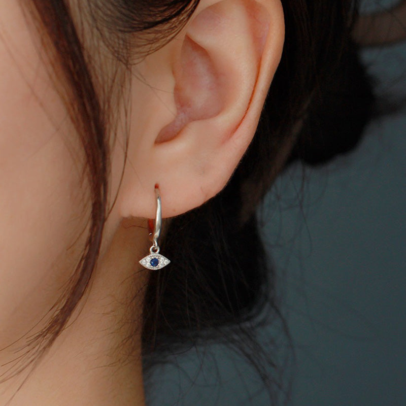 Wear FengShui 925 Sterling Silver Evil Eye Blessing Protection Stud Earrings