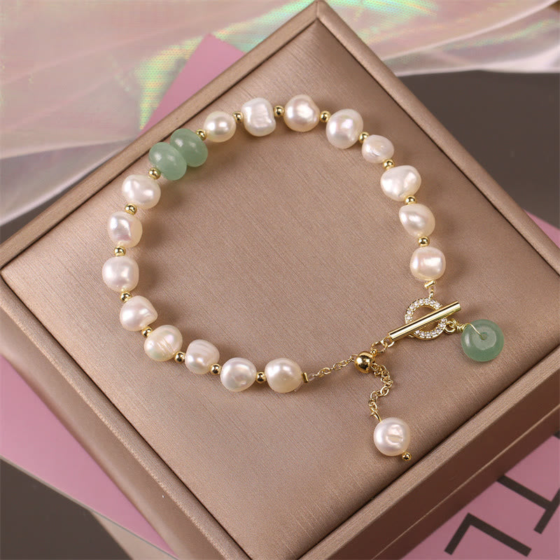 Wear FengShui Pearl Green Strawberry Quartz Bead Healing Chain Bracelet