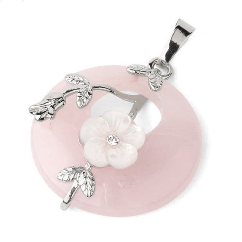 Wear FengShui Various Crystal Amethyst Green Aventurine Flower Healing Necklace Pendant