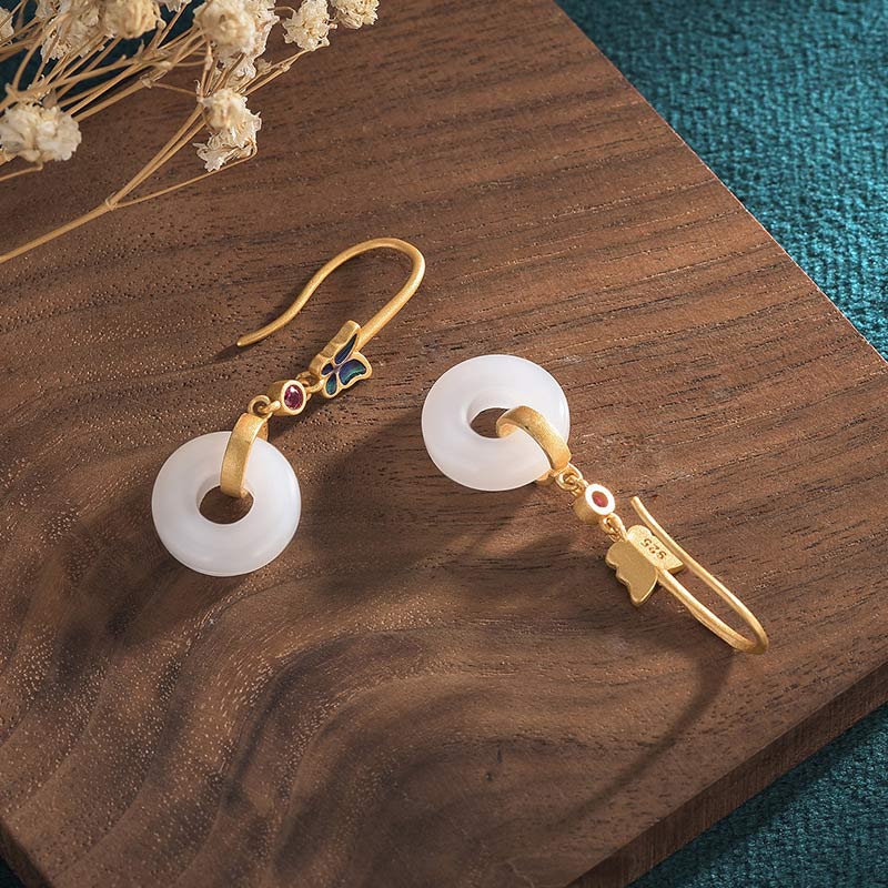 Wear FengShui FengShui White Jade Butterfly Fortune Earrings