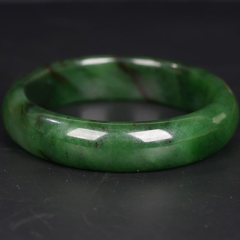 Wear FengShui Natural Hetian Cyan Jade Happiness Success Bracelet Bangle