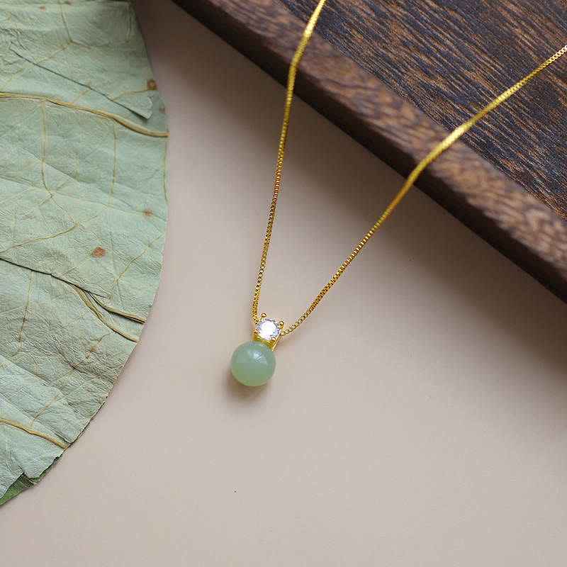 Wear FengShui Lucky Bead Jade Prosperity Chain Necklace Pendant