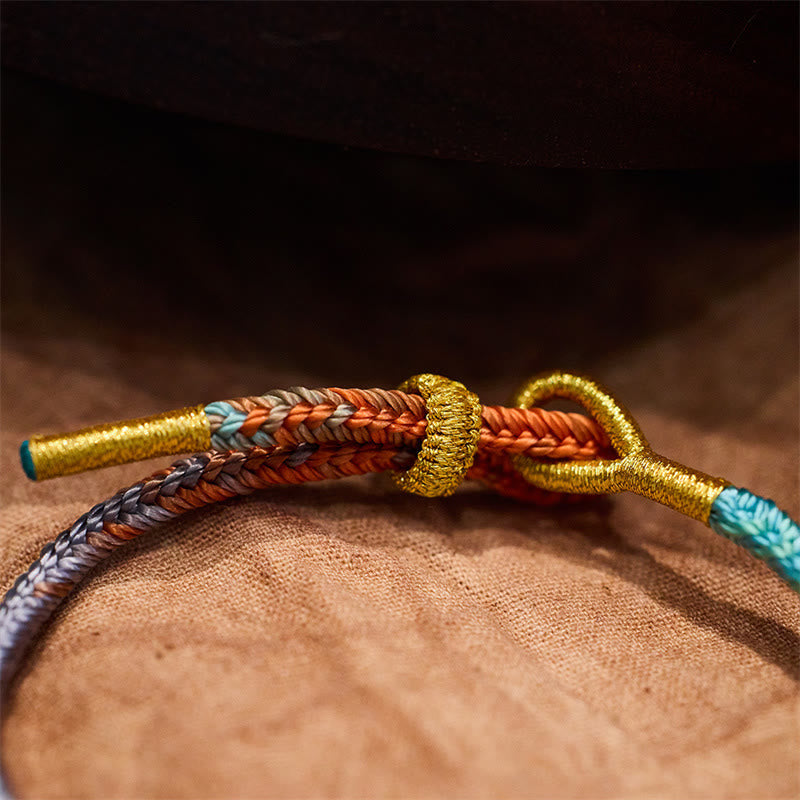 Wear FengShui Colorful Rope Eight Thread Peace Knot Luck Handmade Bracelet