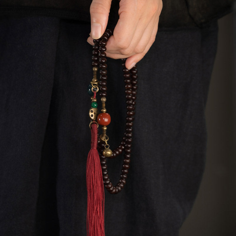 Wear FengShui 108 Mala Beads Natural Tibet Purple Bodhi Seed Auspiciousness Bracelet