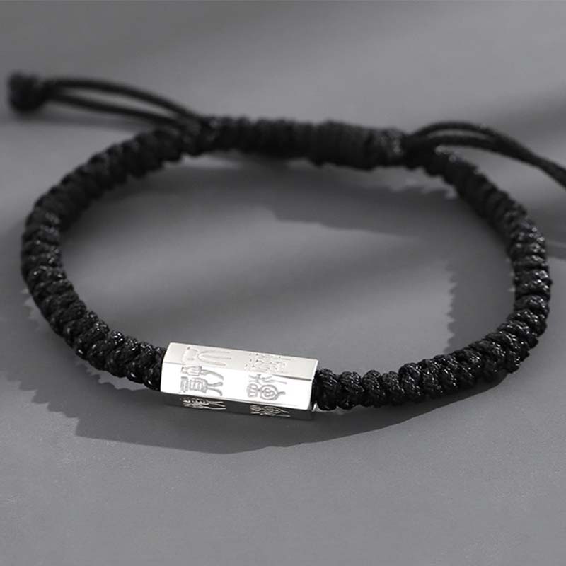 Wear FengShui 925 Sterling Silver Letter Engraving Blessing String Bracelet