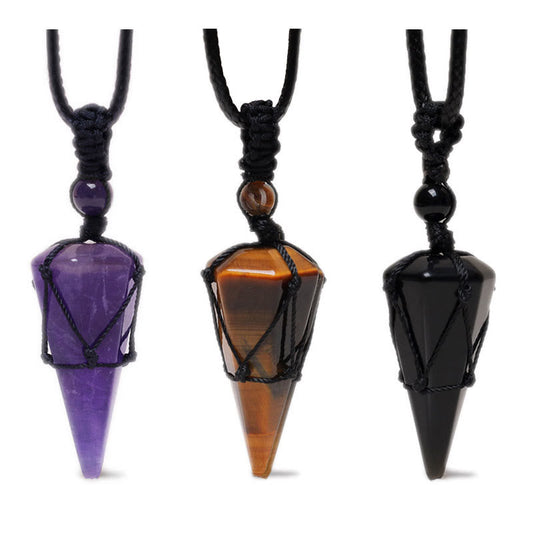 Wear FengShui Natural Stone Pointed Pendant Necklace