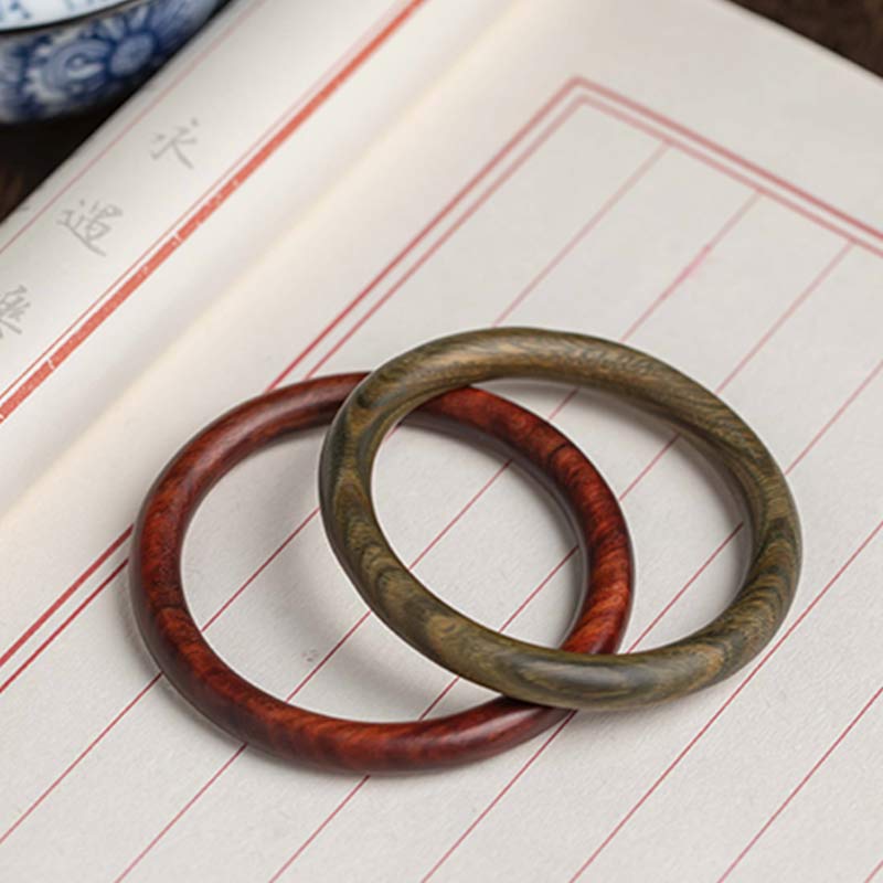 Wear FengShui Tibetan Small Leaf Red Sandalwood Ebony Green Sandalwood Protection Bracelet Bangle