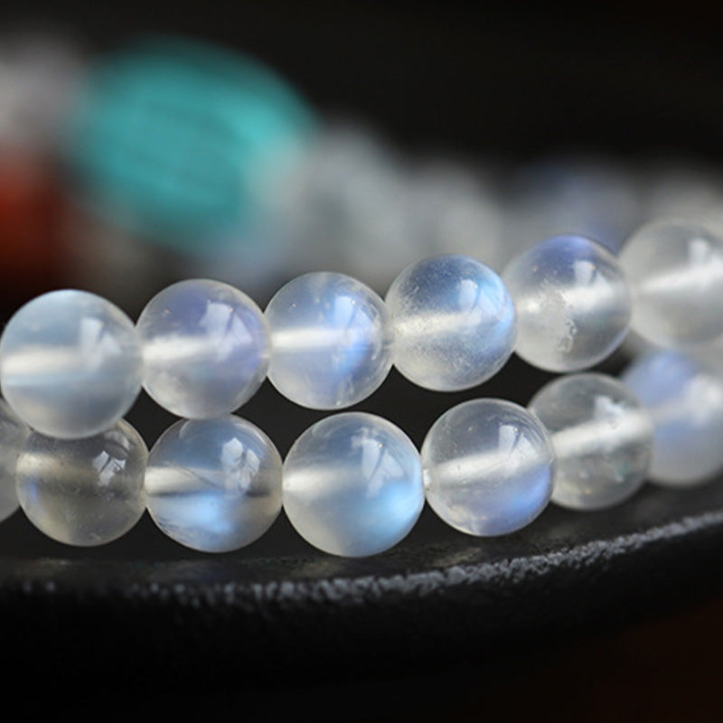 Wear FengShui 108 Mala Beads Moonstone Amber Lotus Turquoise Crystal Healing Bracelet