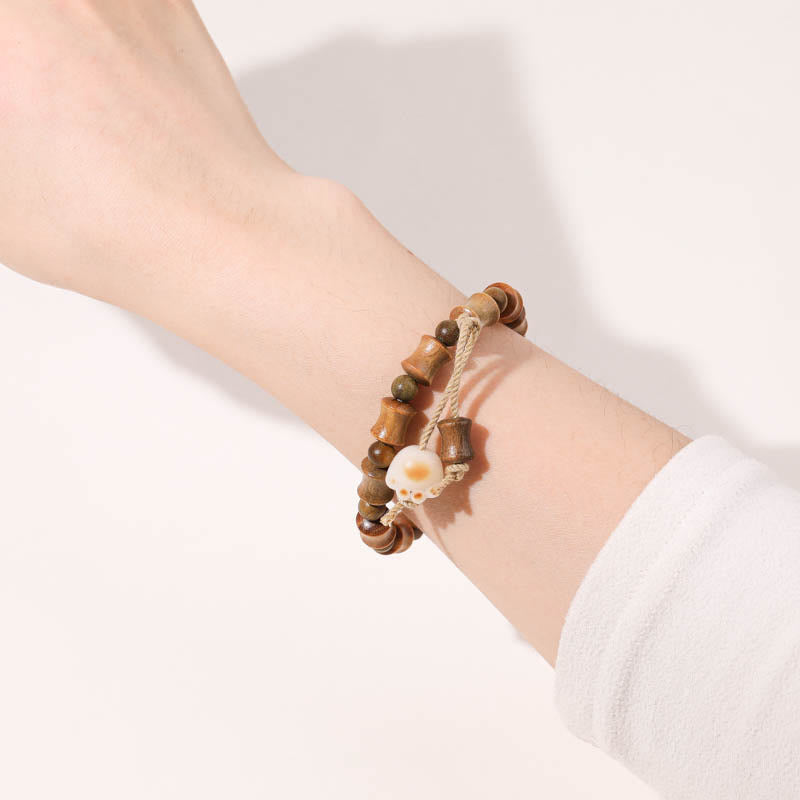 Wear FengShui Green Sandalwood Bodhi Seed Cat Claw Bamboo Peace Bracelet