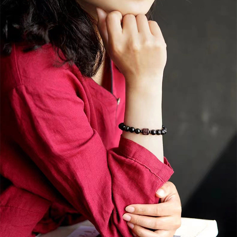 Wear FengShui Natural Gold Sheen Obsidian Rainbow Obsidian Om Mani Padme Hum Fu Character Healing Bracelet