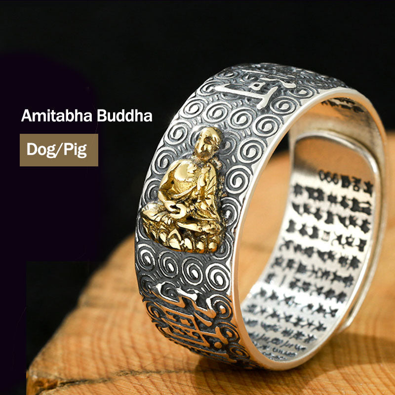 Wear FengShui Chinese Zodiac Natal Buddha Wealth Luck Adjustable Ring