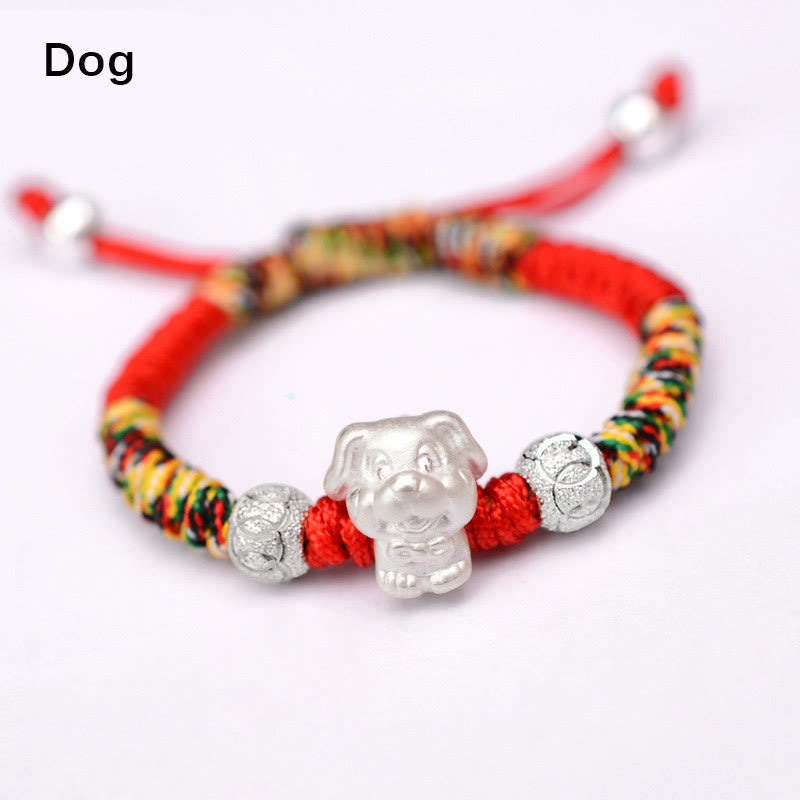 Wear FengShui 999 Sterling Silver Chinese Zodiac Red Rope Luck Handcrafted Kids Bracelet