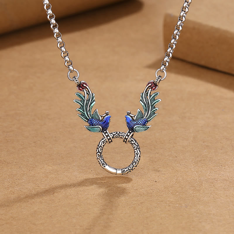 Wear FengShui Phoenix Lotus Flower Luck Protection Necklace Pendant