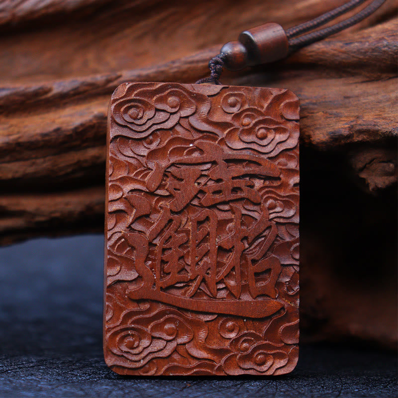 Wear FengShui Natural Lightning Struck Jujube Wood PiXiu Copper Coin Good Fortune Necklace Pendant