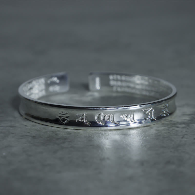 Wear FengShui Tibetan Mantra White Copper Bracelet