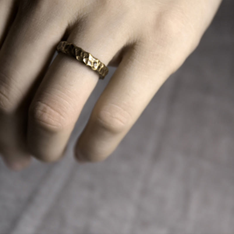 Wear FengShui Tibetan Bump Texture Design Copper Brass Luck Ring