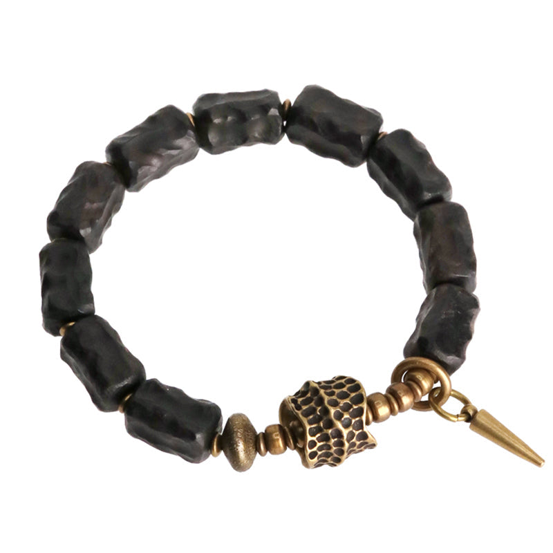 Wear FengShui Ebony Wood Copper Balance Protection Couple Bracelet