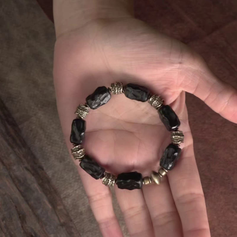 Wear FengShui Tibetan Ebony Wood Copper Calm Peace Bracelet