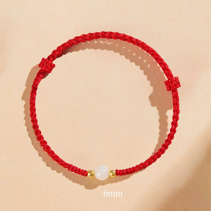Wear FengShui Handcrafted Round Jade Lucky Bead Prosperity Braided Bracelet